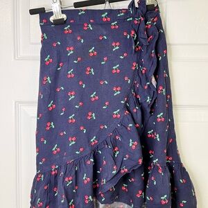 George Girls Cherry Print Skirt Size 7/8 Navy Ruffle Summer